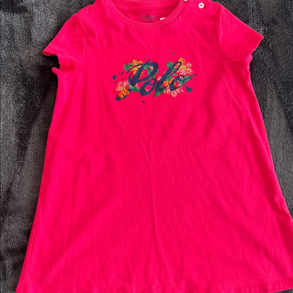 Ralph Lauren Pink Tee with Floral Logo